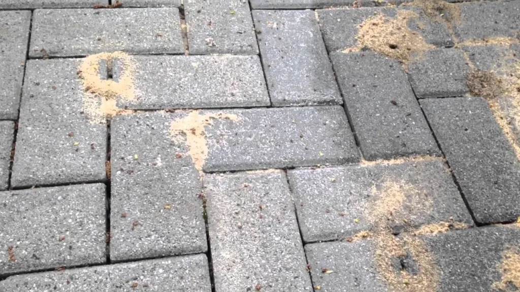 Ants nesting in brick pavers